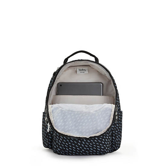 Kipling Seoul Small Printed Tablet Rugzak Zwart | België 1603UZ